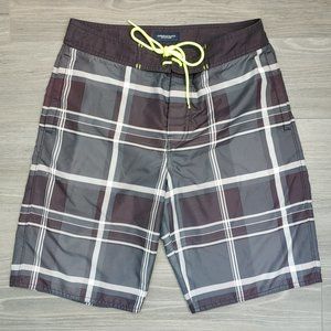 Good Used Condition Men's AMERICAN EAGLE Grey Plaid Board Shorts Size Small